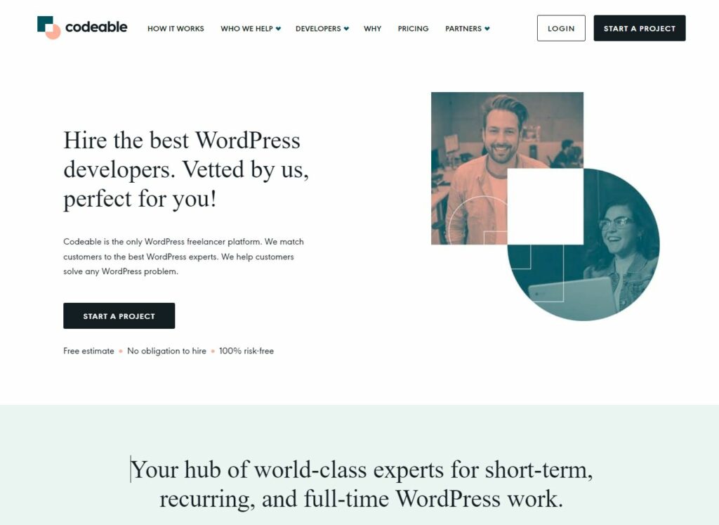 Codeable is a platform to hire the best WordPress developers to customize your site.