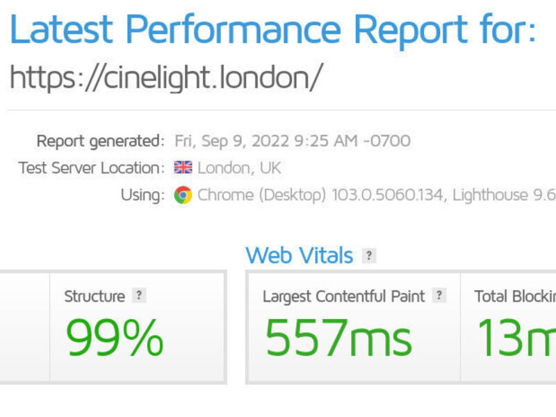 Grade A on GTMetrix report for Salient theme