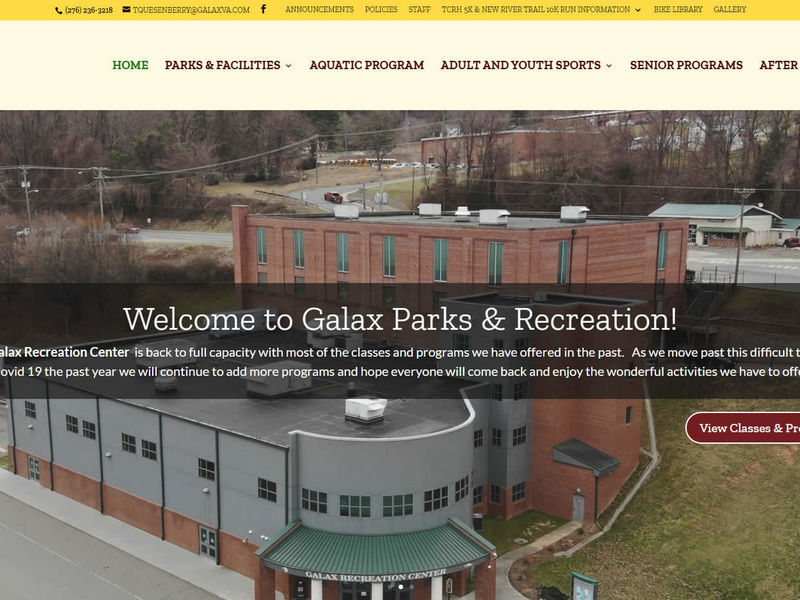 Design, Data Migration, Site Rebuild for Galax Parks & Recreation