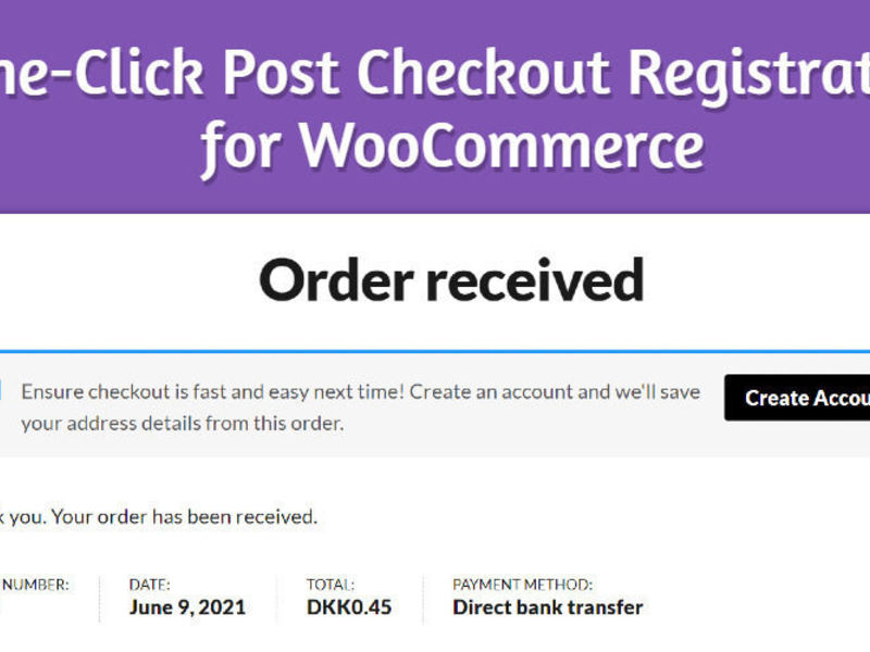 One-Click Post Checkout Registration for WooCommerce