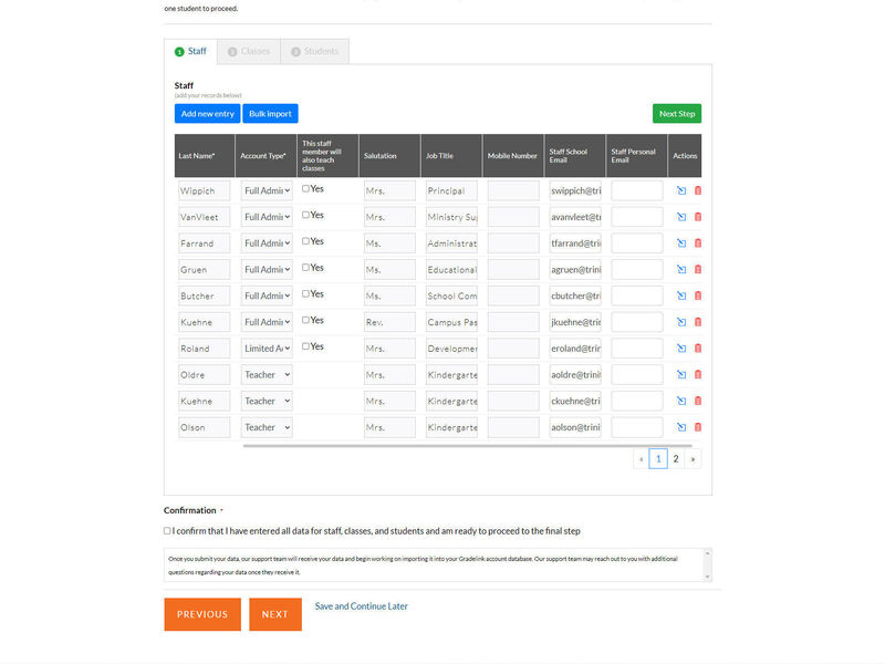 Import tool for an online school management system