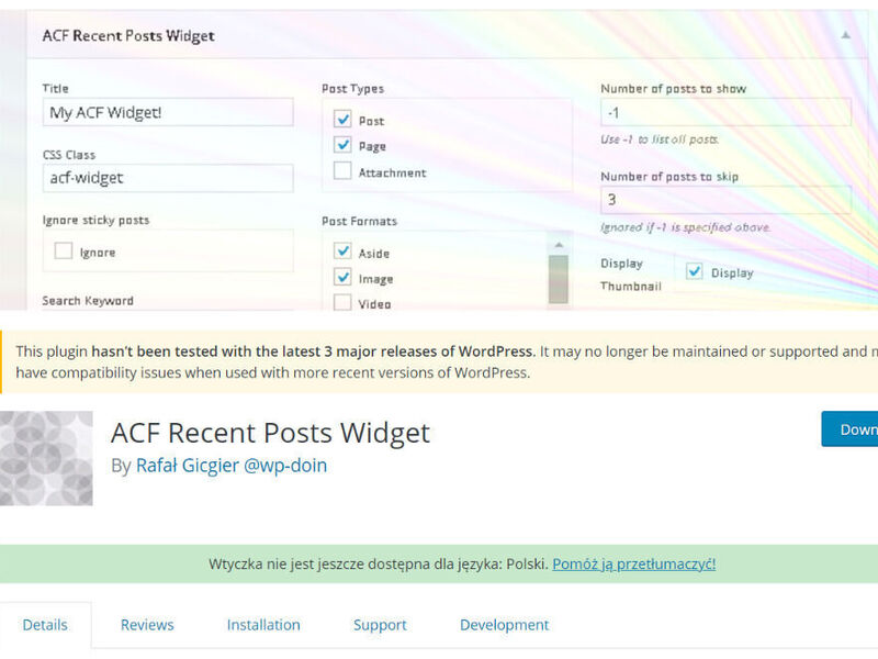 ACF Recent Posts Widget WordPress plugin