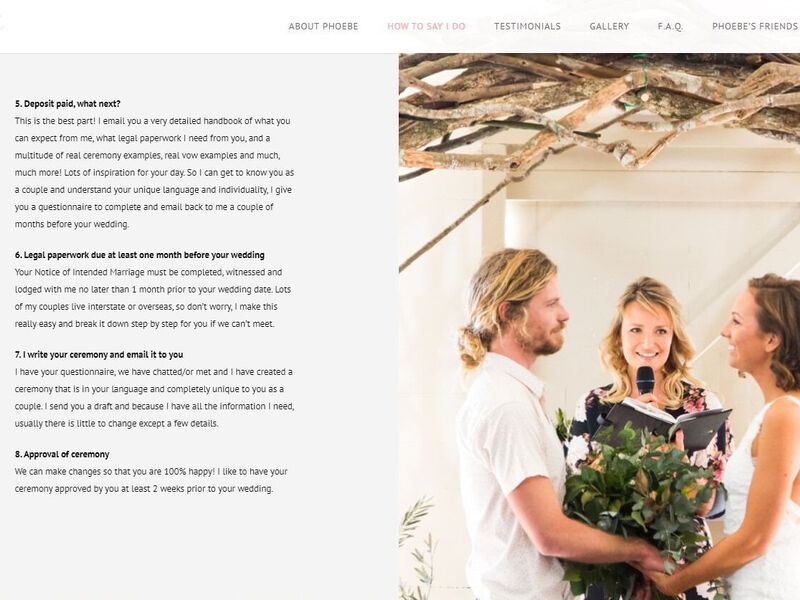 Phoebe Reed Celebrant - Website Design & Development