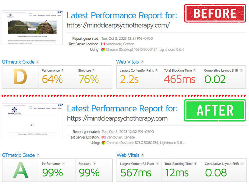 Website Performance Speed up - Desktop&Mobile Google PageInsights