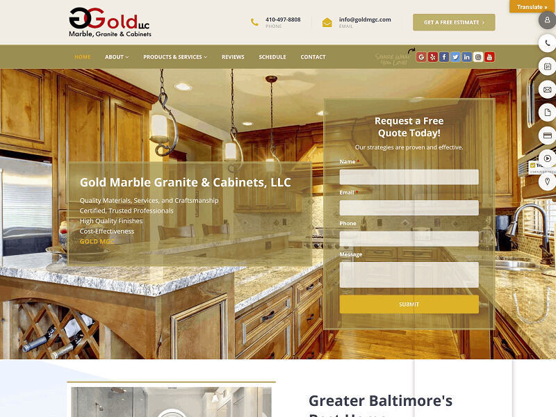 Gold Marble Granite & Cabinets