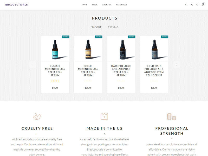 Bradceuticals eCommerce Website