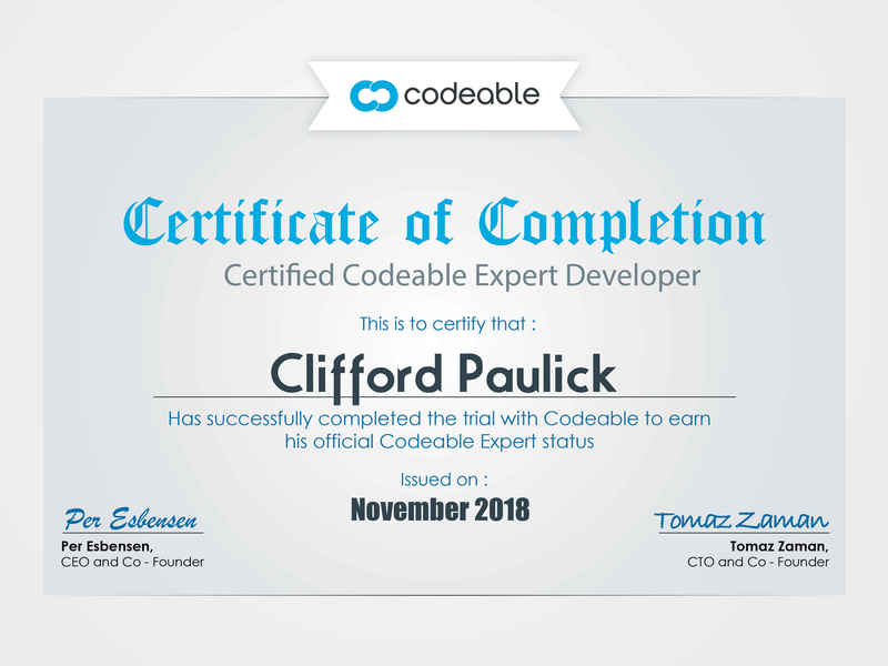 Certified Codeable Expert Developer