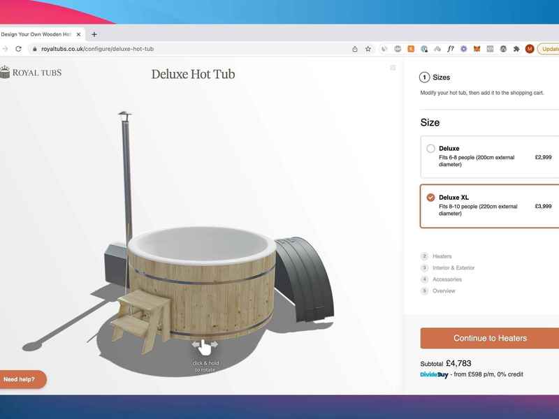 React-based 3D Product Configurator for Royal Tubs