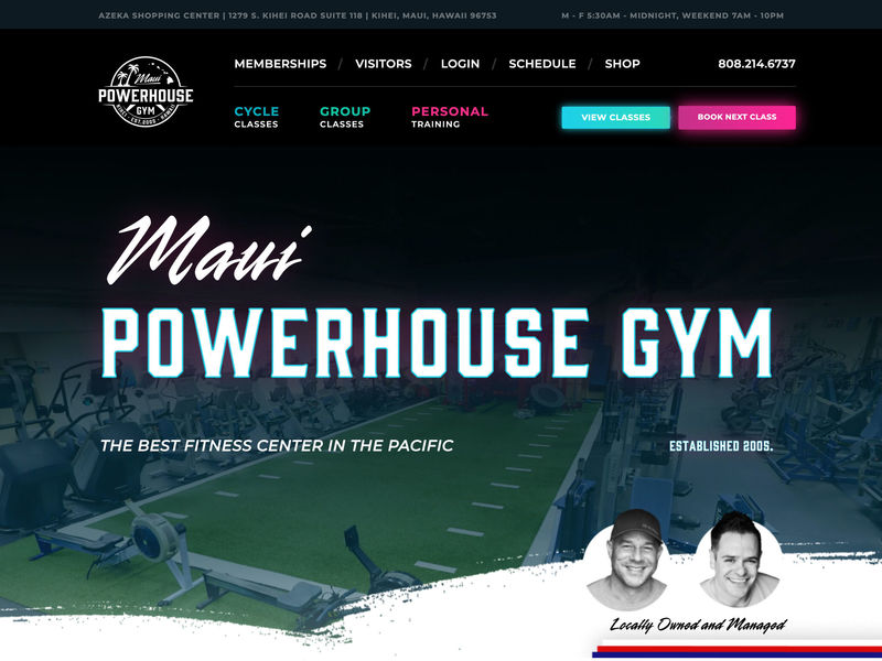 Website for a popular gym based in Maui, HI.