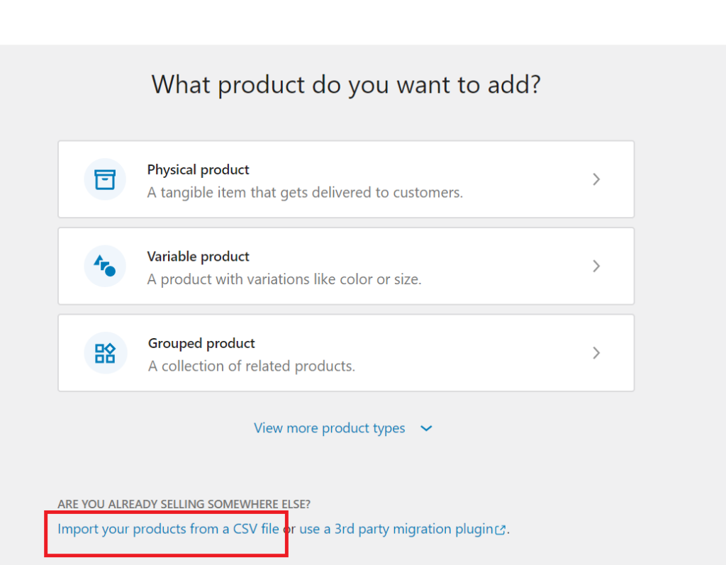 Import products from a CSV file 