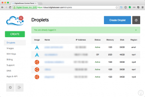 DigitalOcean VPS WordPress dashboard