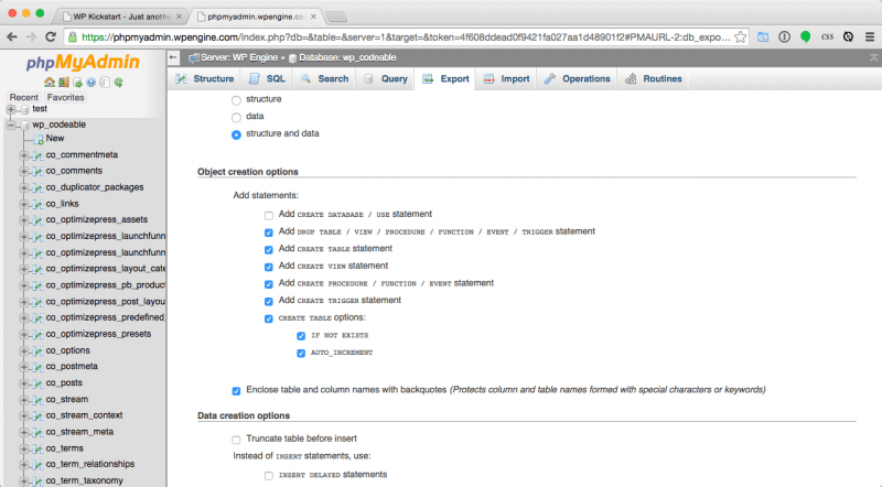 Install WordPress PhpMyAdmin export