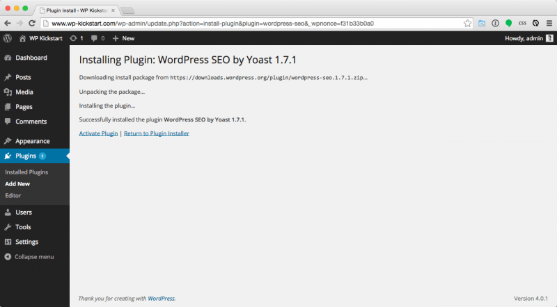 WordPress plugin installed