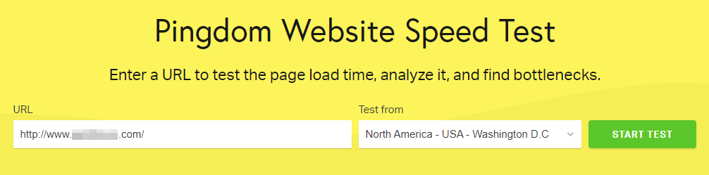 WordPress website performance testing using Pingdom.