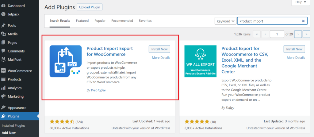 Product import plugin