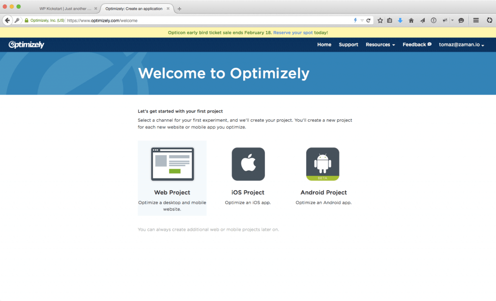 WordPress AB testing Optimizely select