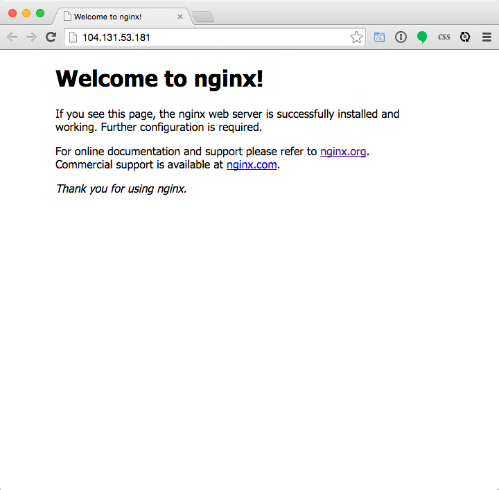 WordPress VPS Nginx welcome screen